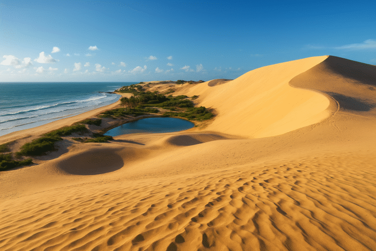 As dunas de Genipabu, localizadas no litoral norte do Rio Grande do Norte, são um dos cartões-postais mais icônicos do Nordeste brasileiro.
