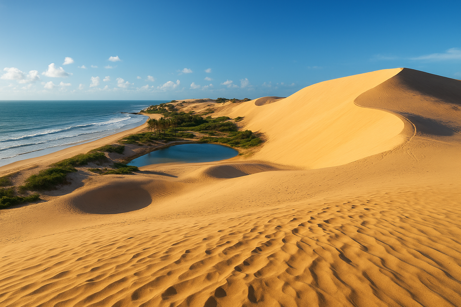 As dunas de Genipabu, localizadas no litoral norte do Rio Grande do Norte, são um dos cartões-postais mais icônicos do Nordeste brasileiro.