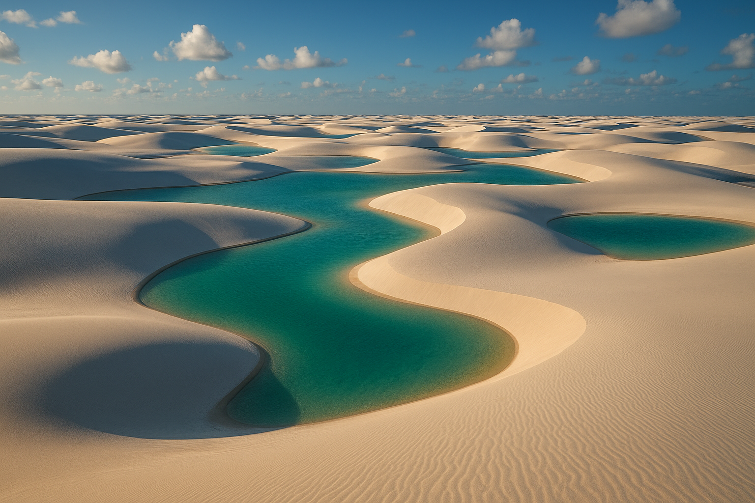 O Parque Nacional dos Lençóis Maranhenses fica no estado do Maranhão, nordeste do Brasil. Para chegar